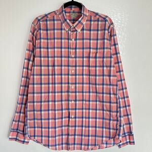 NWT J.CREW Plaid Lightweight Shirt Button Down Pink Blue White Pocket Casual LG‎